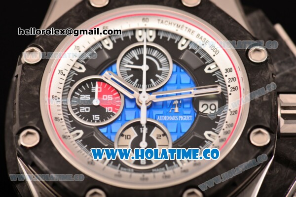 Audemars Piguet Royal Oak Offshore Grand Prix Chrono Swiss Valjoux 7750 Automatic Steel Case wtih Real Forge Carbon Bezel Blue Dial and Stick Markers - 1:1 Original (JF) - Click Image to Close